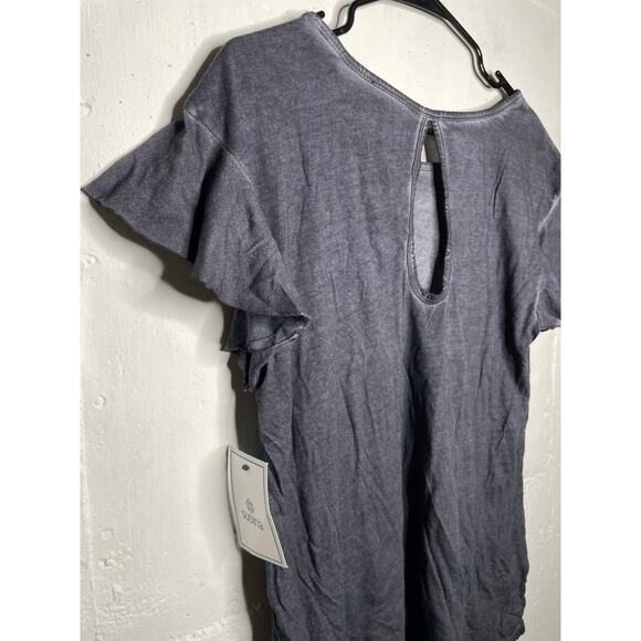 NEW Susina Ruffle Trim Blouse Burnout Gray Size Large Short Sleeve - Picture 6 of 6